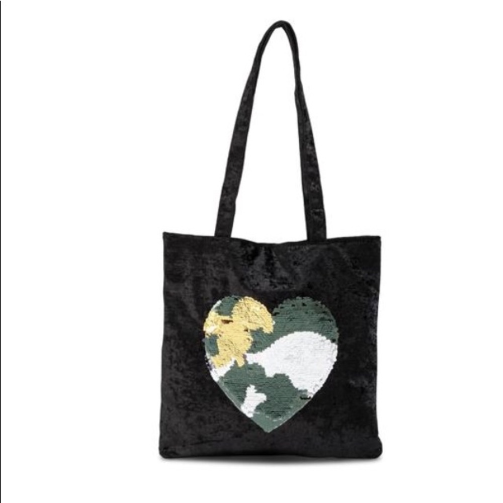 Sequined heart camo velour bag.Sequin journal
